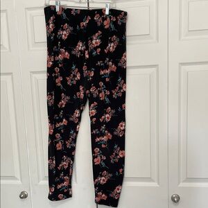 Maurices Black and Red Leggings with Floral Elegance
